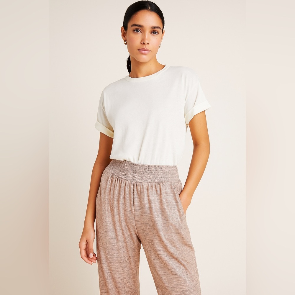 Anthropologie Shiny Pink Joggers NWT Small Satin Lounge Party